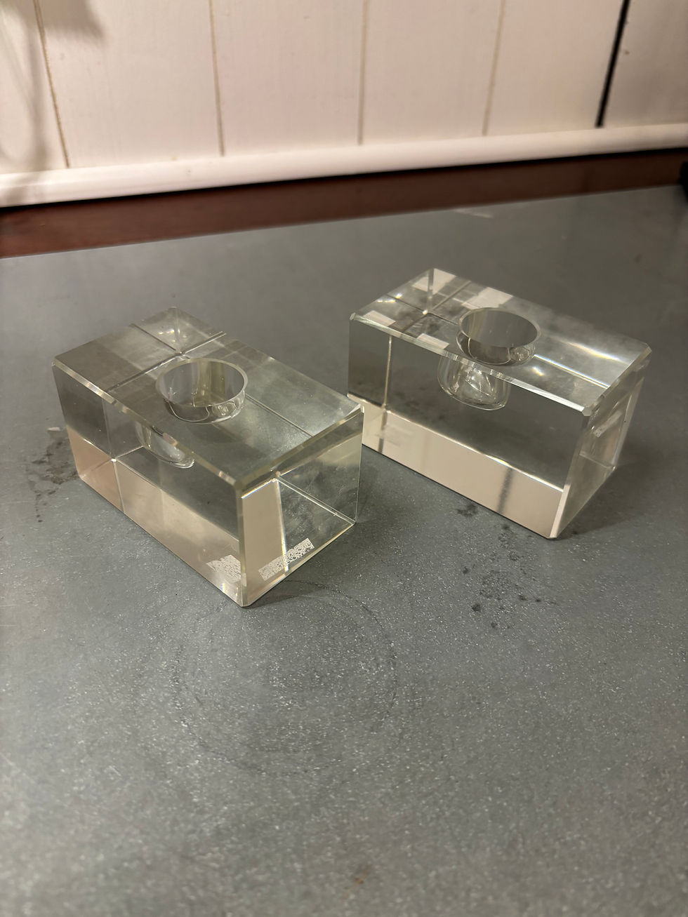 Thumbnail: Mid-Century Modern Clear Crystal Candle Holders