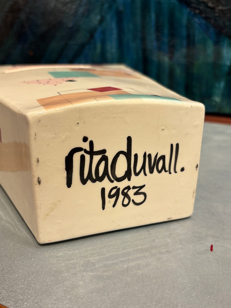 Thumbnail: Postmodern Geometric Ceramic "Wedge" Vase