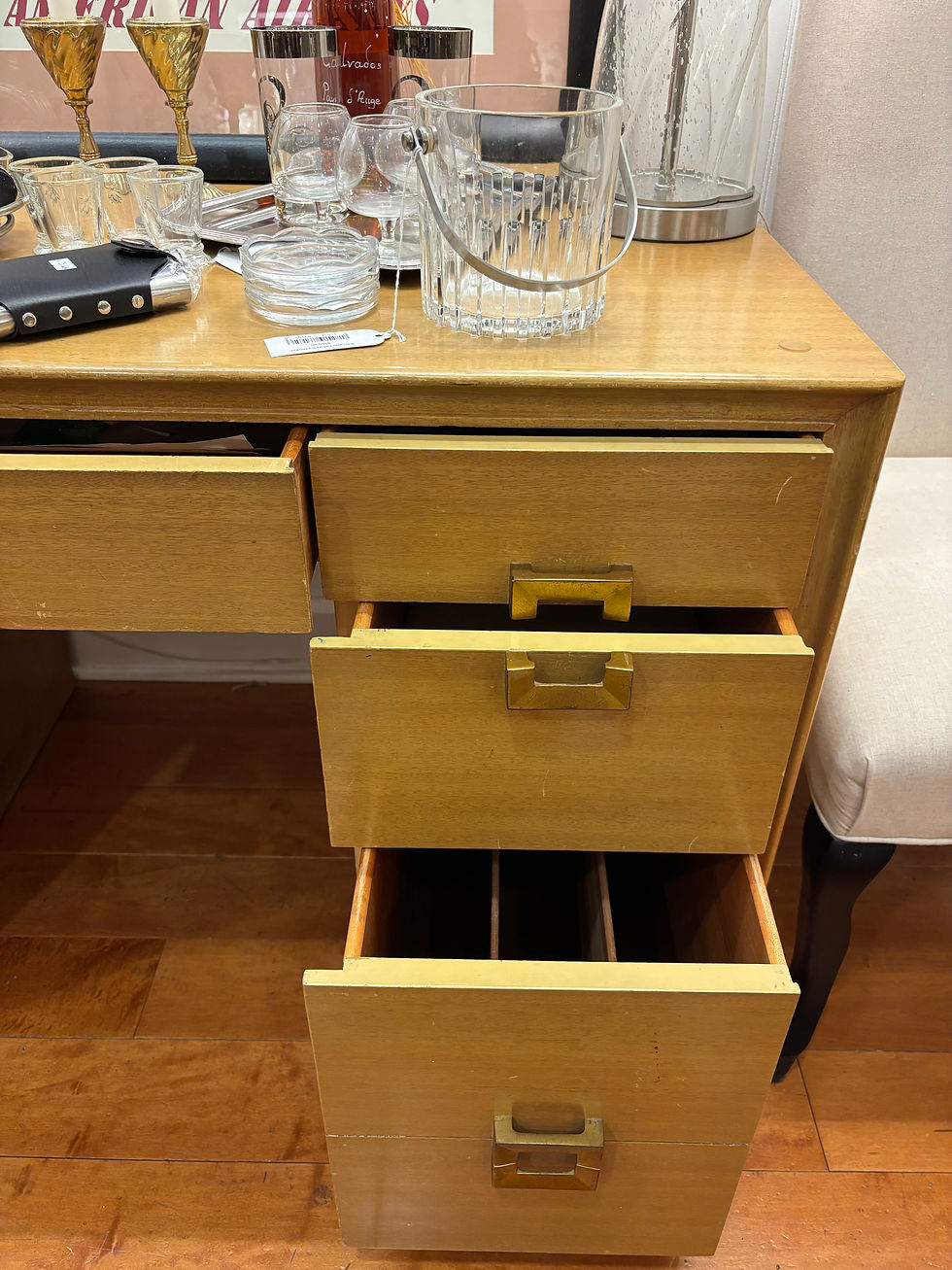 Thumbnail: Red Lion Table Co. Art Deco Inspired Geometric 7-Drawer Desk
