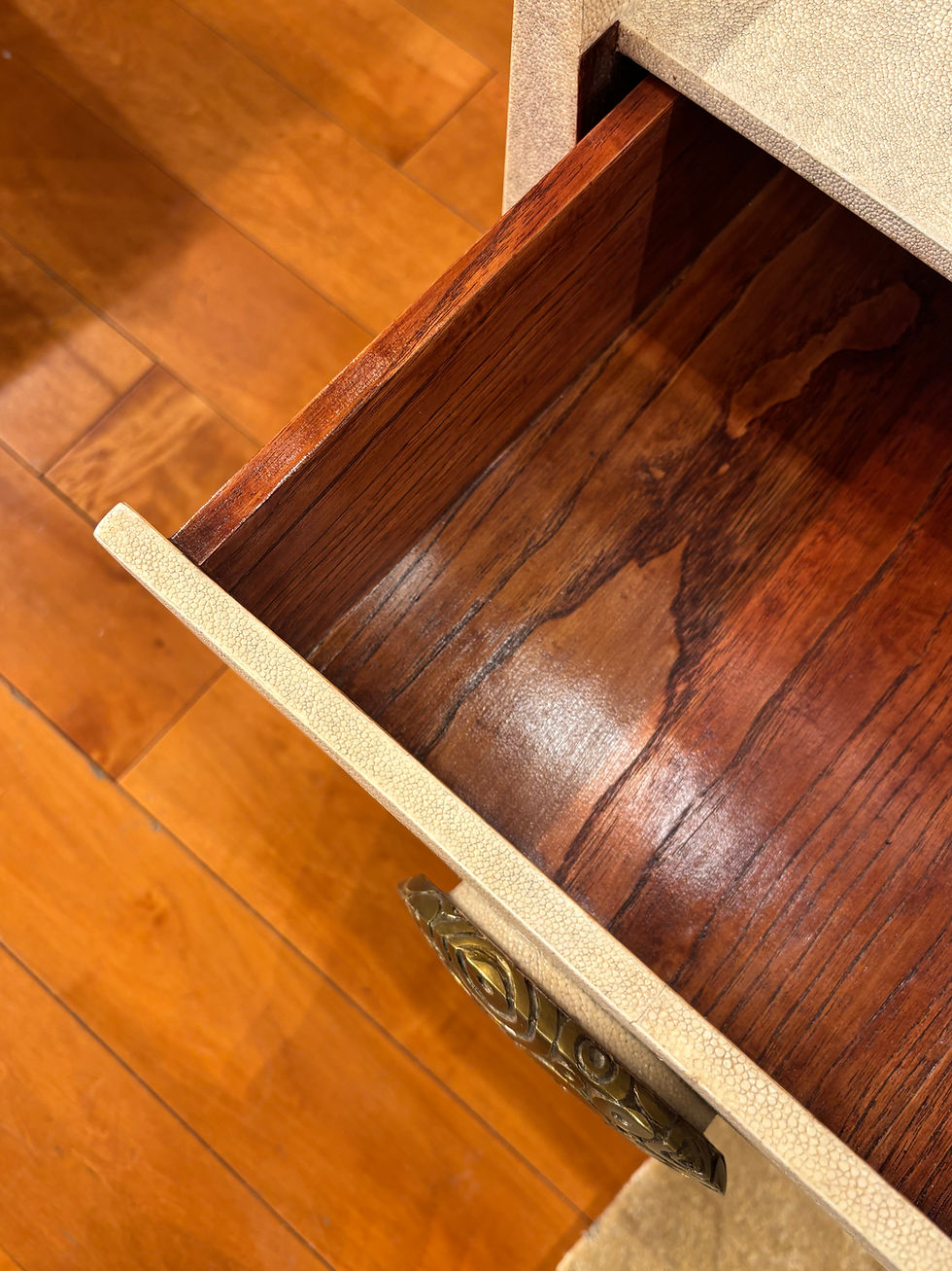 Thumbnail: Maitland-Smith Vintage Postmodern Shagreen Side Table w. Drawers