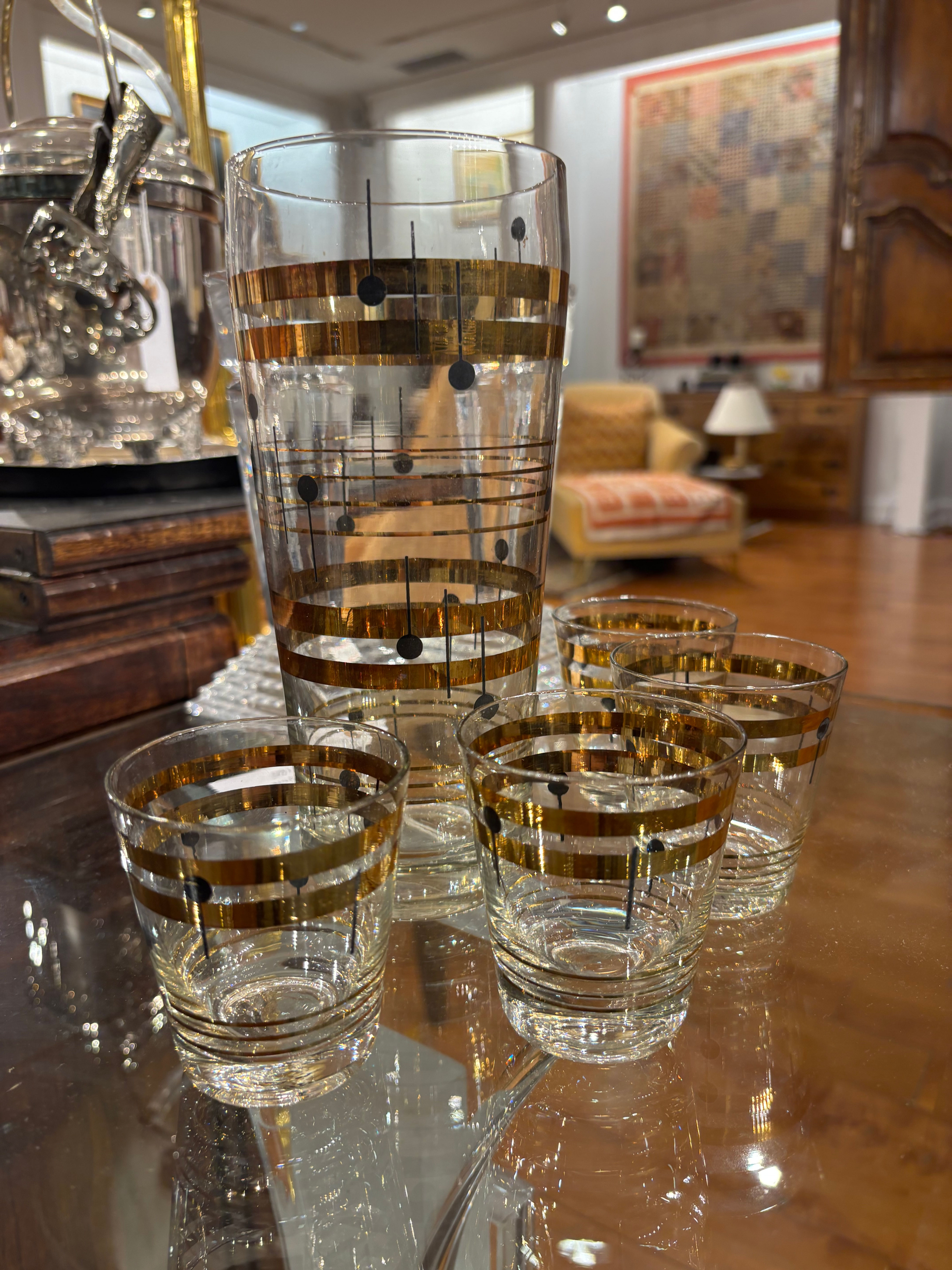 MCM Culver Glassware 5-Piece "Music Note" Cocktail Set