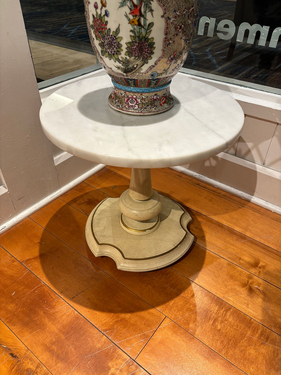 Thumbnail: Neoclassical Marble Top Low Pedestal Accent Table
