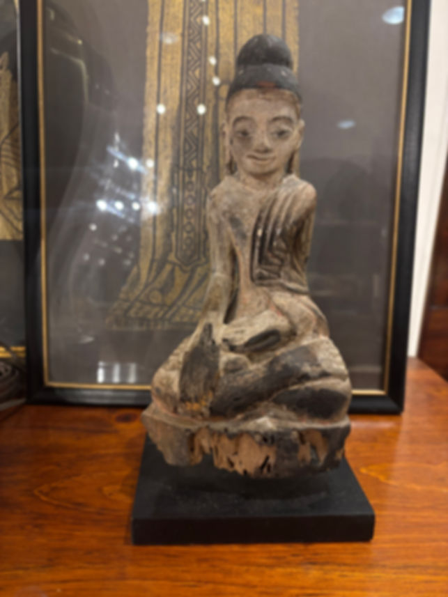 Antique 19th Century Burmese Mandalay Carved Buddha