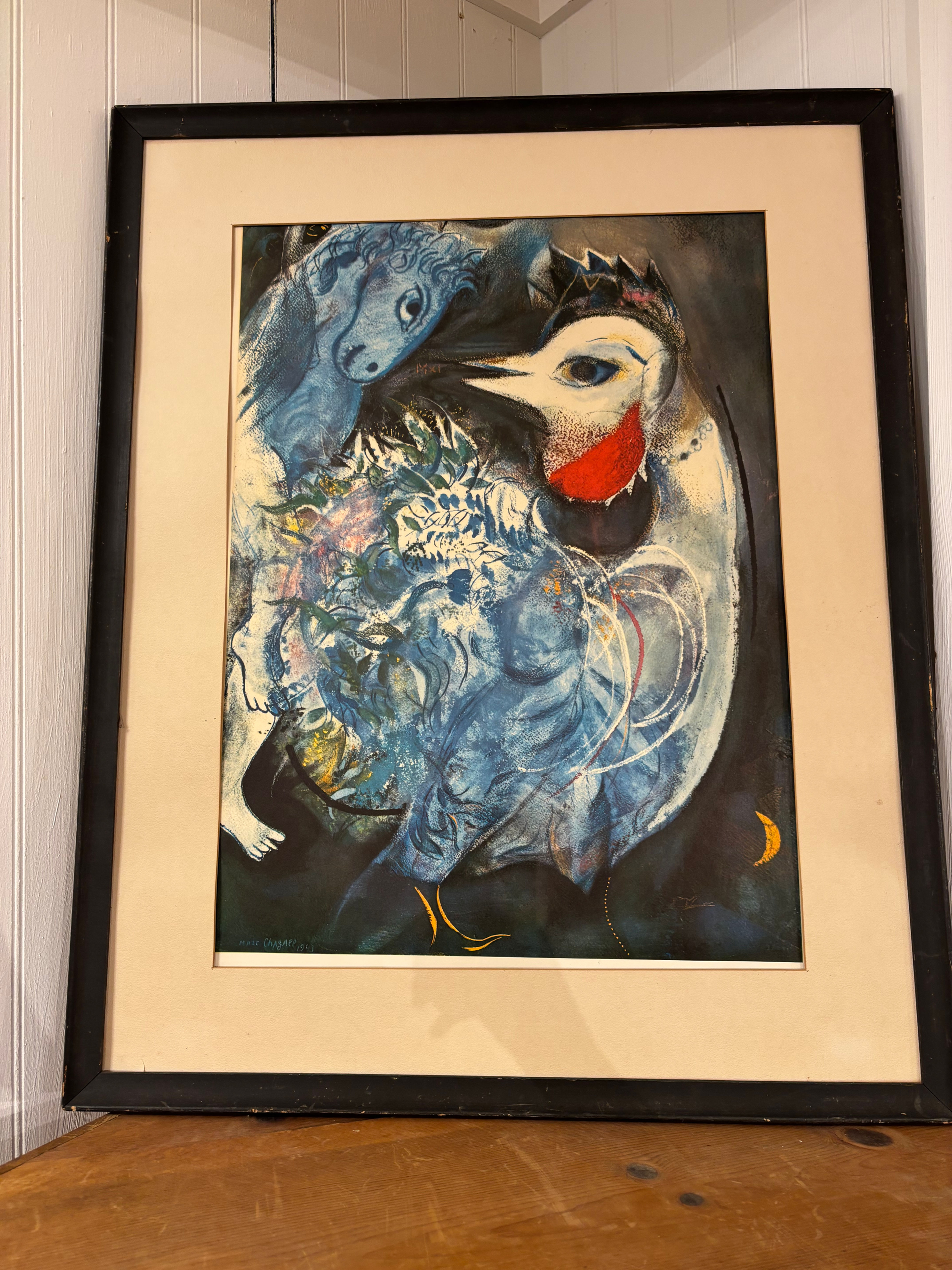Marc Chagall "Les Plumes en Fleurs" 1960s Vintage Lithogr