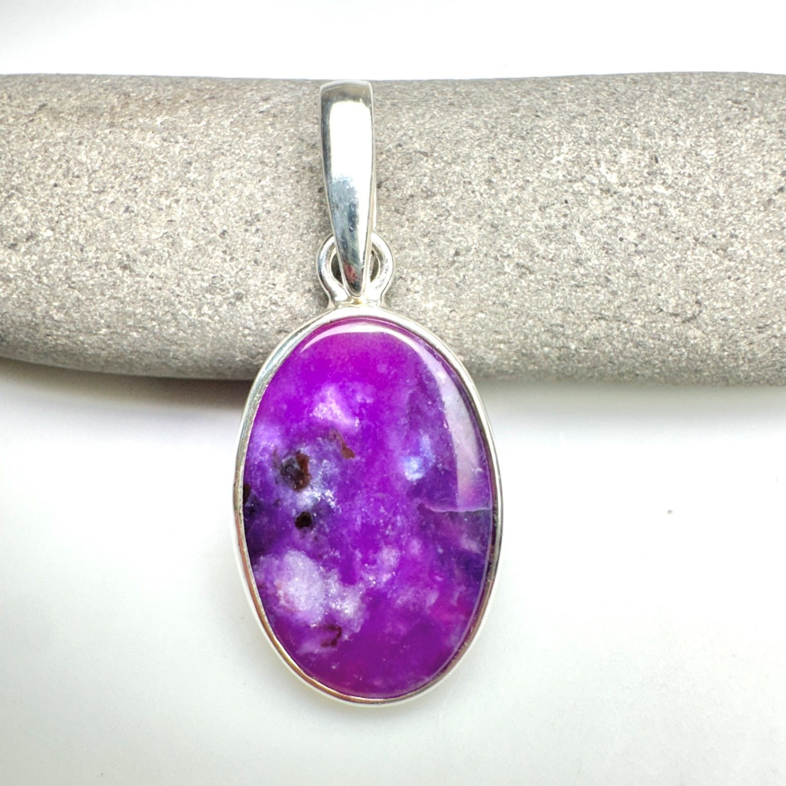 Gel SUGILITE Sterling Silver Pendant - Natural Cabochon Gemstone Jewelry