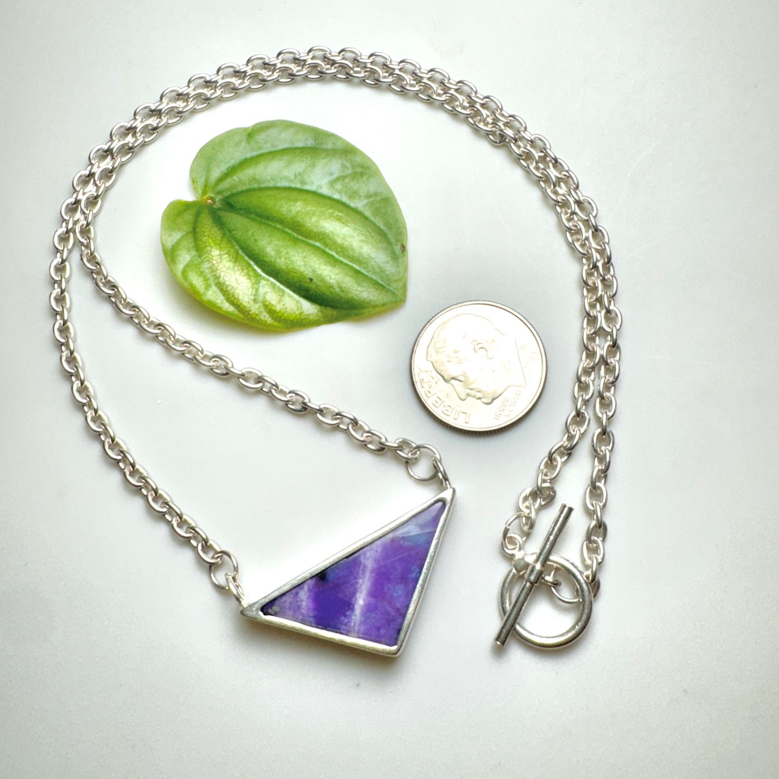 Gel SUGILITE Sterling Silver Pendant Necklace Natural Cabochon Gemstone Jewelry