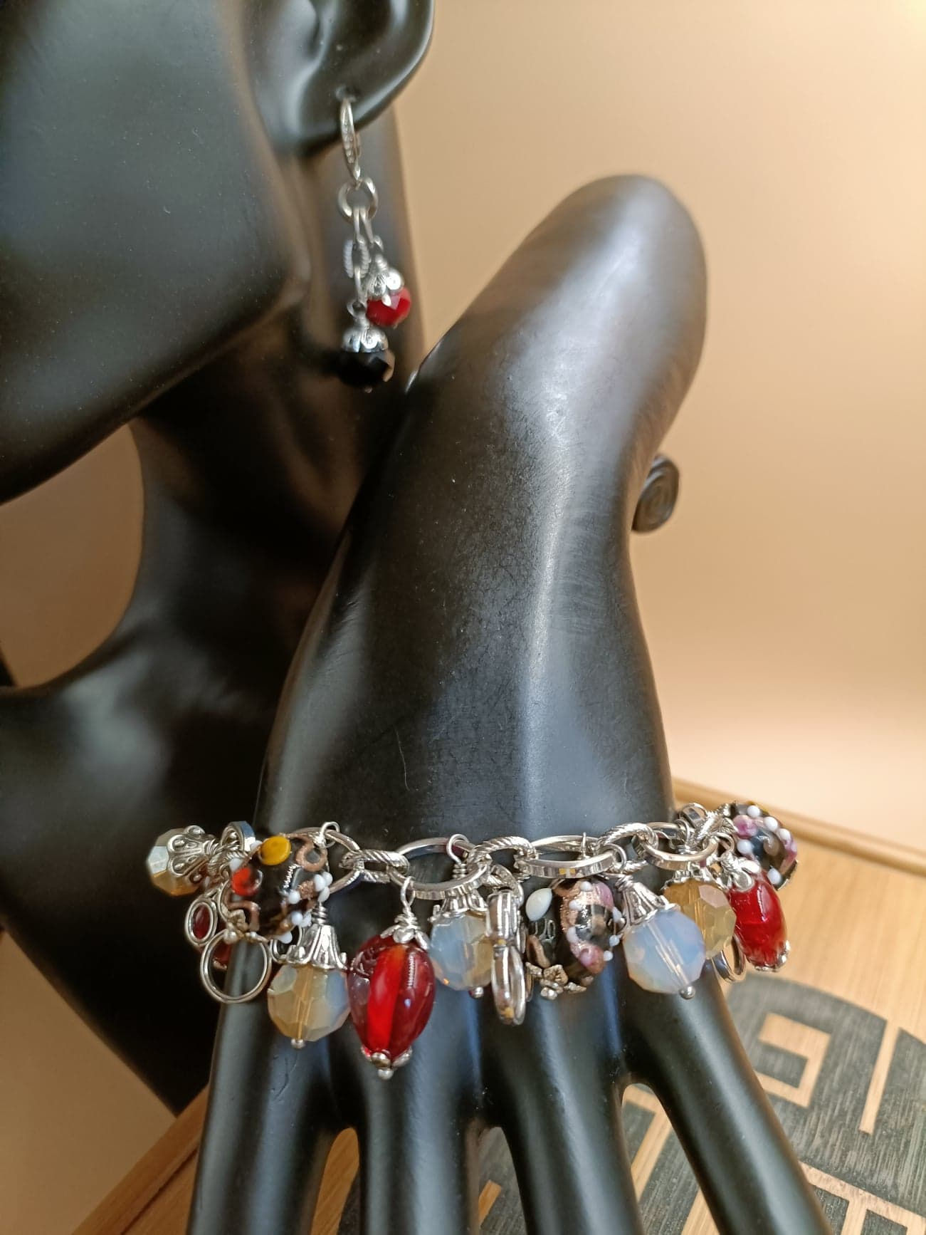 Handmade Jewelry Set with dog paw charms