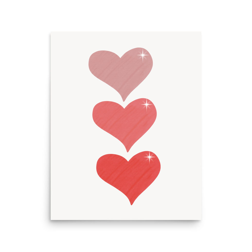 Thumbnail: Three Sweet Pink Hearts Nursery Poster Art