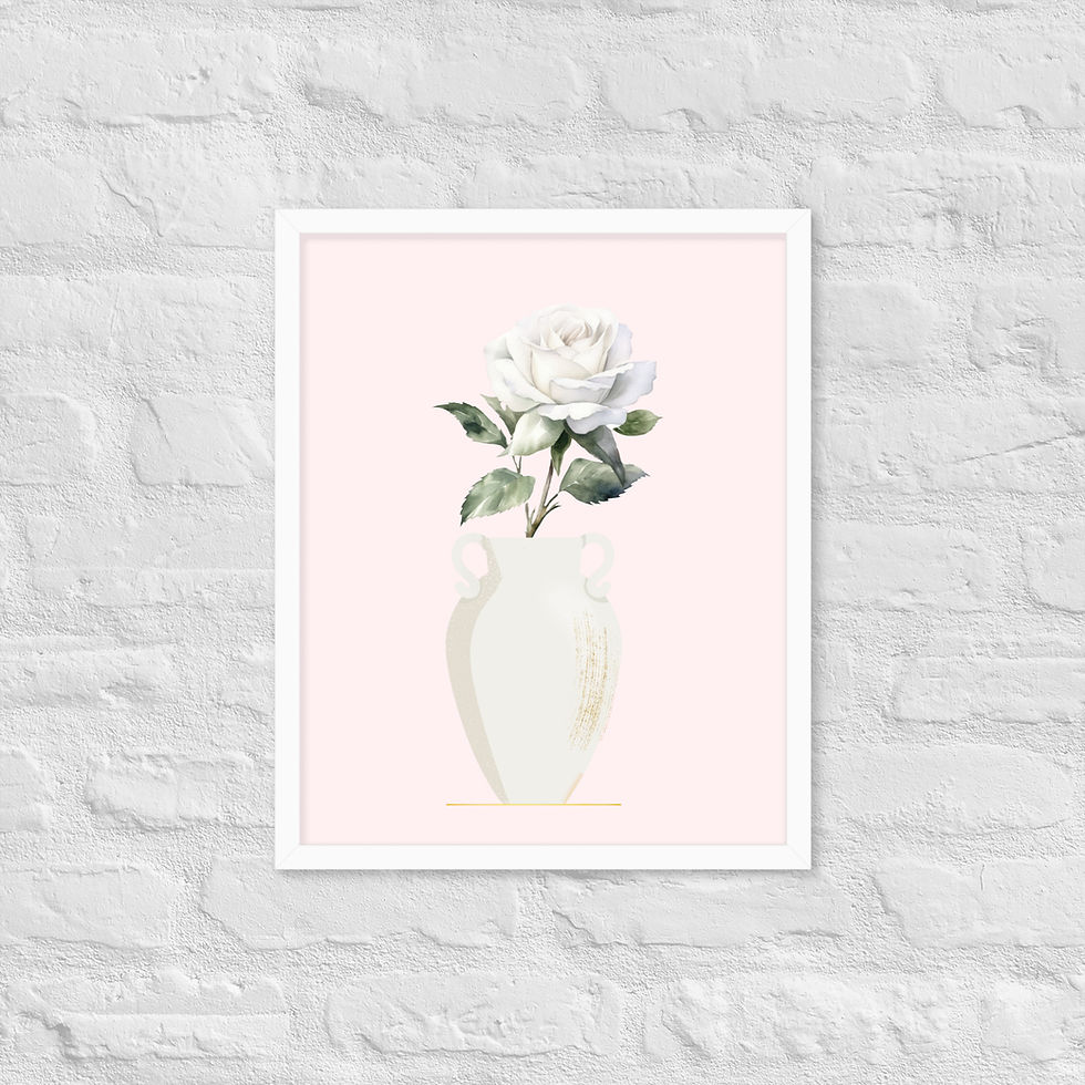 White Rose in Vase Art Print