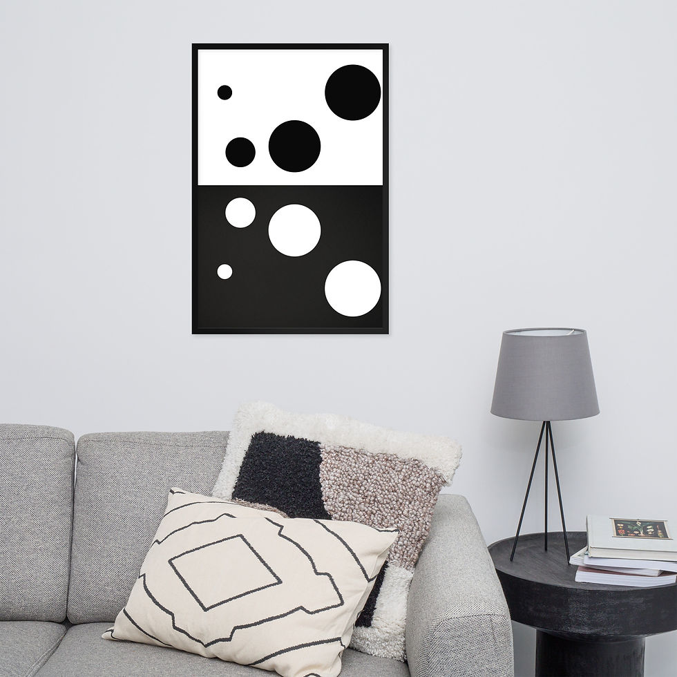 Thumbnail: Framed Circle of Play Wall Art Print poster with black and white circles