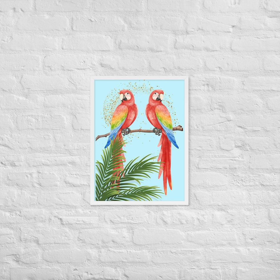 Thumbnail: Framed Nature Parrot Happy Vibe Wall Art poster
