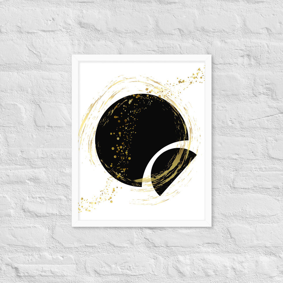 Thumbnail: Framed Circle of Charm Gold Swirl Wall Art poster, black circle and gold swirls.