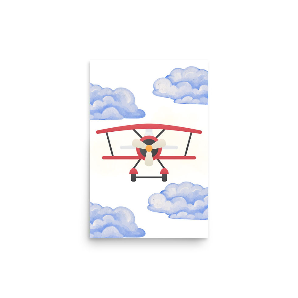 Thumbnail: Nursery Airplane and clouds Poster Art 