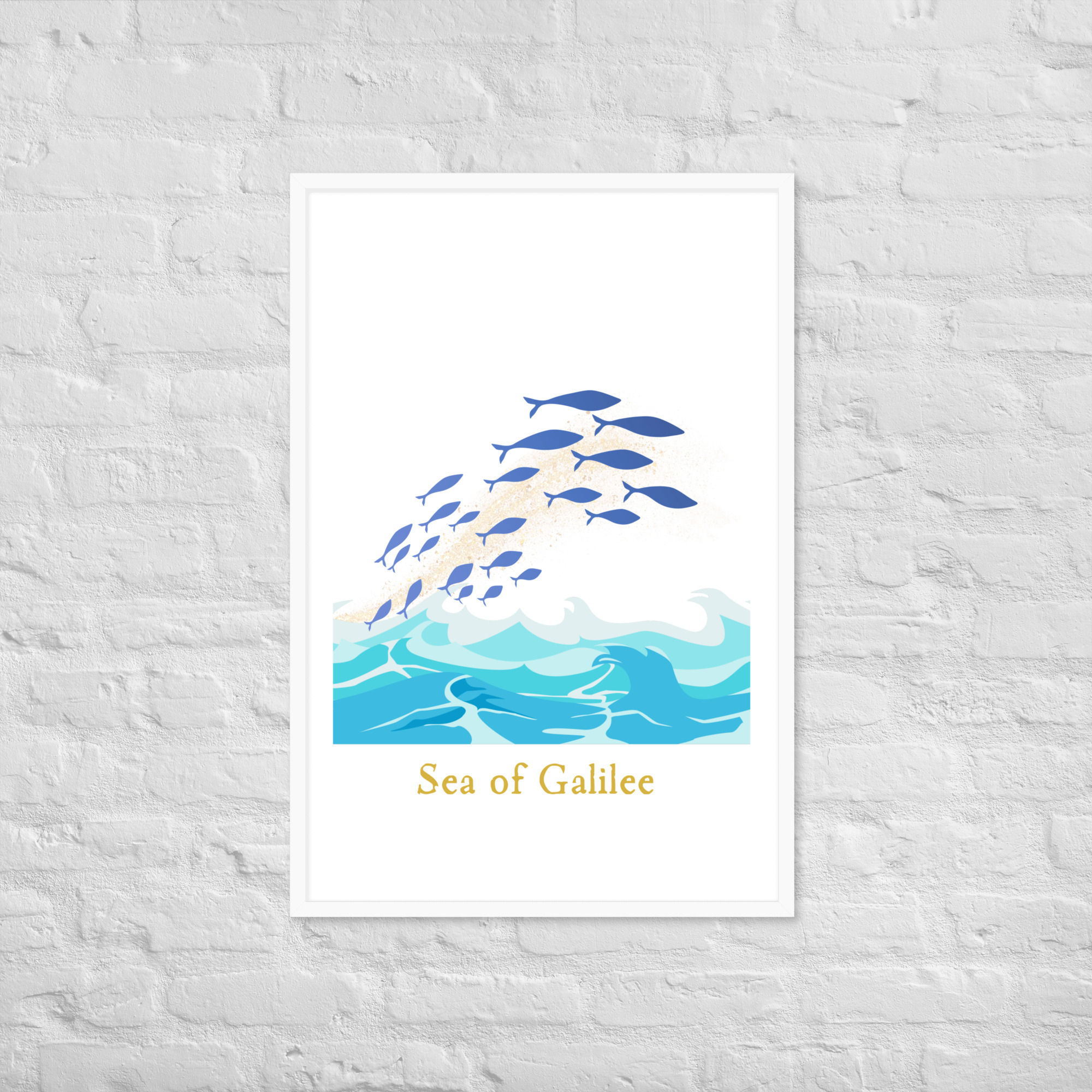 Framed Spiritual Jumping Fish Wall Art poster