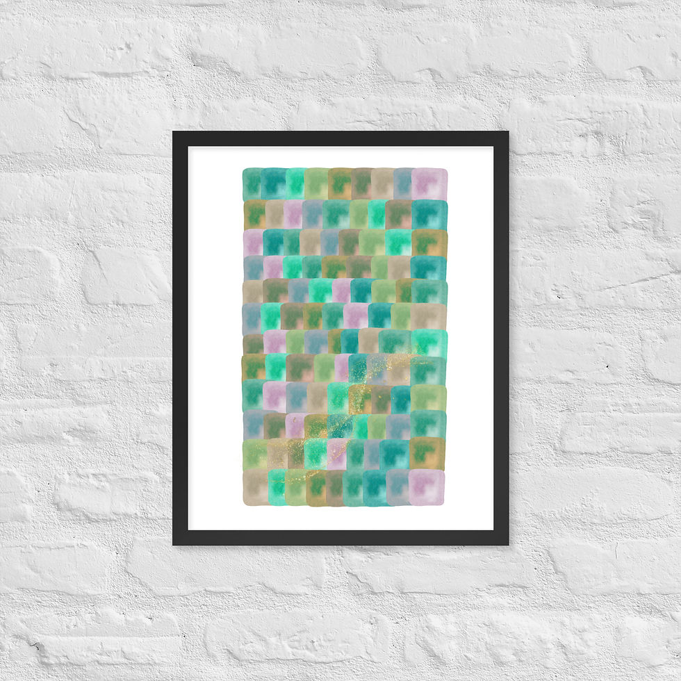 Framed Abstract Painted Squares with Elegant Gold Accent Wall Art poster