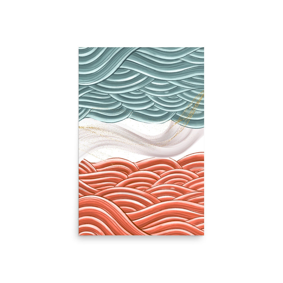 Thumbnail: Wave Wall Art Blue Flowing Lines Abstract Poster Art