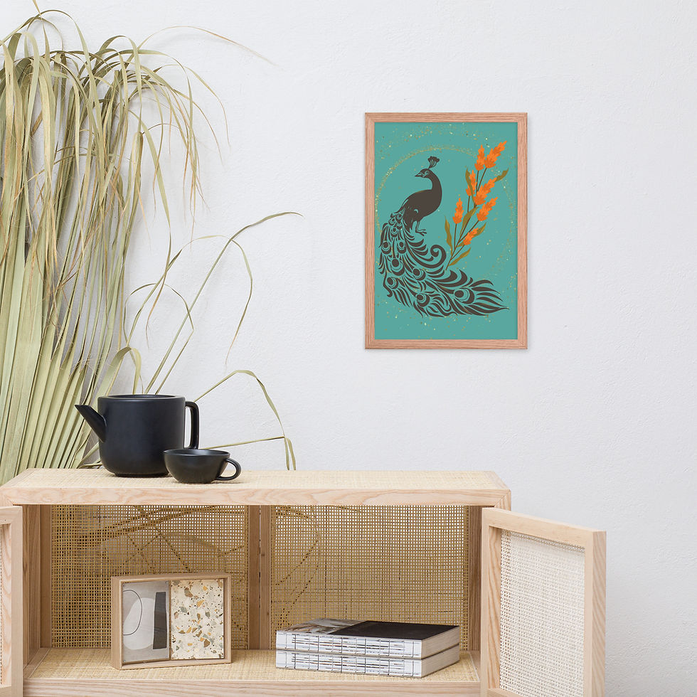 Thumbnail: Framed Nature Vibrant Peacock Wall Art poster