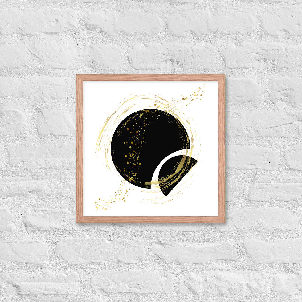 Thumbnail: Framed Circle of Charm Gold Swirl Wall Art poster against a white brick wall
