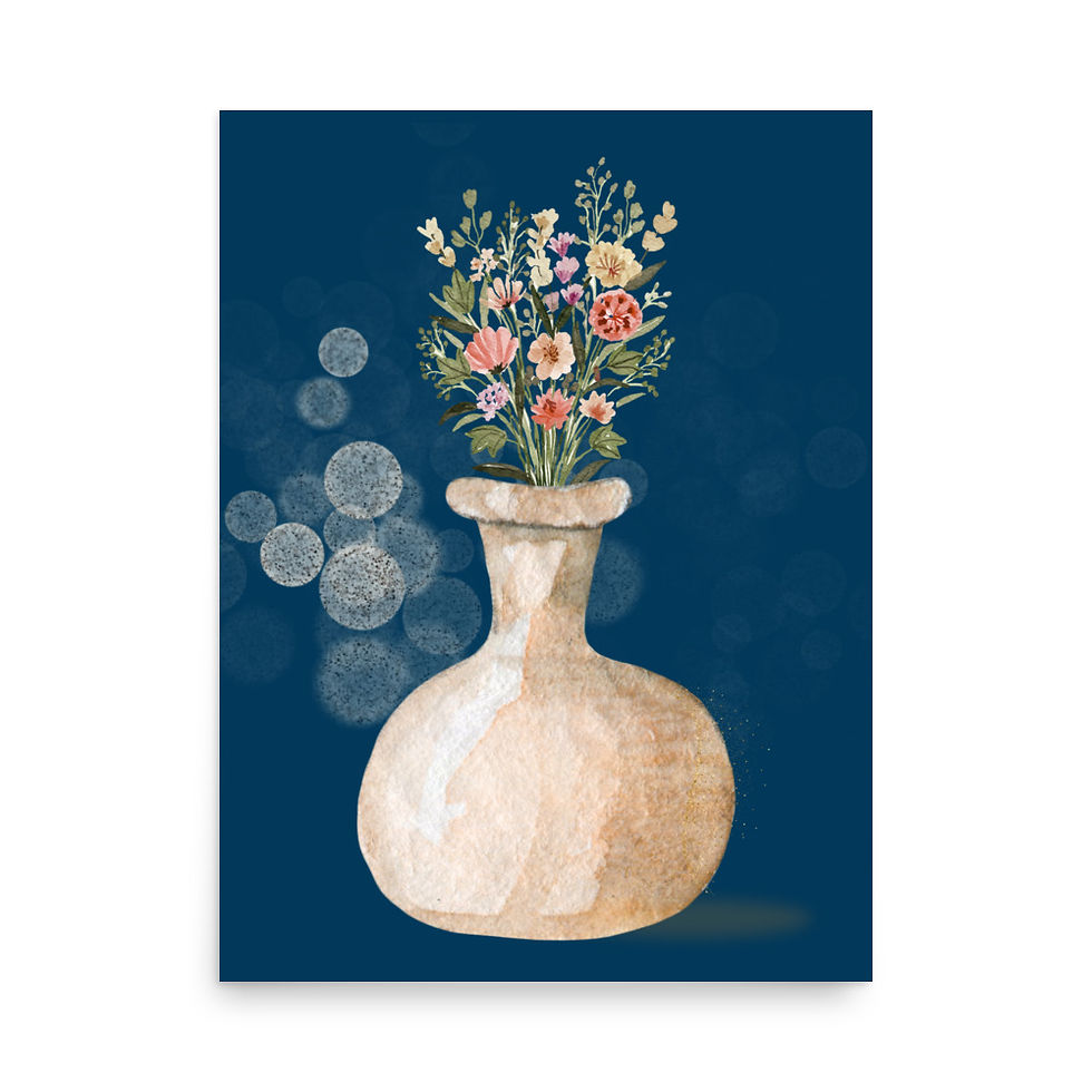 Thumbnail: Floral Blooms in Blue poster Art