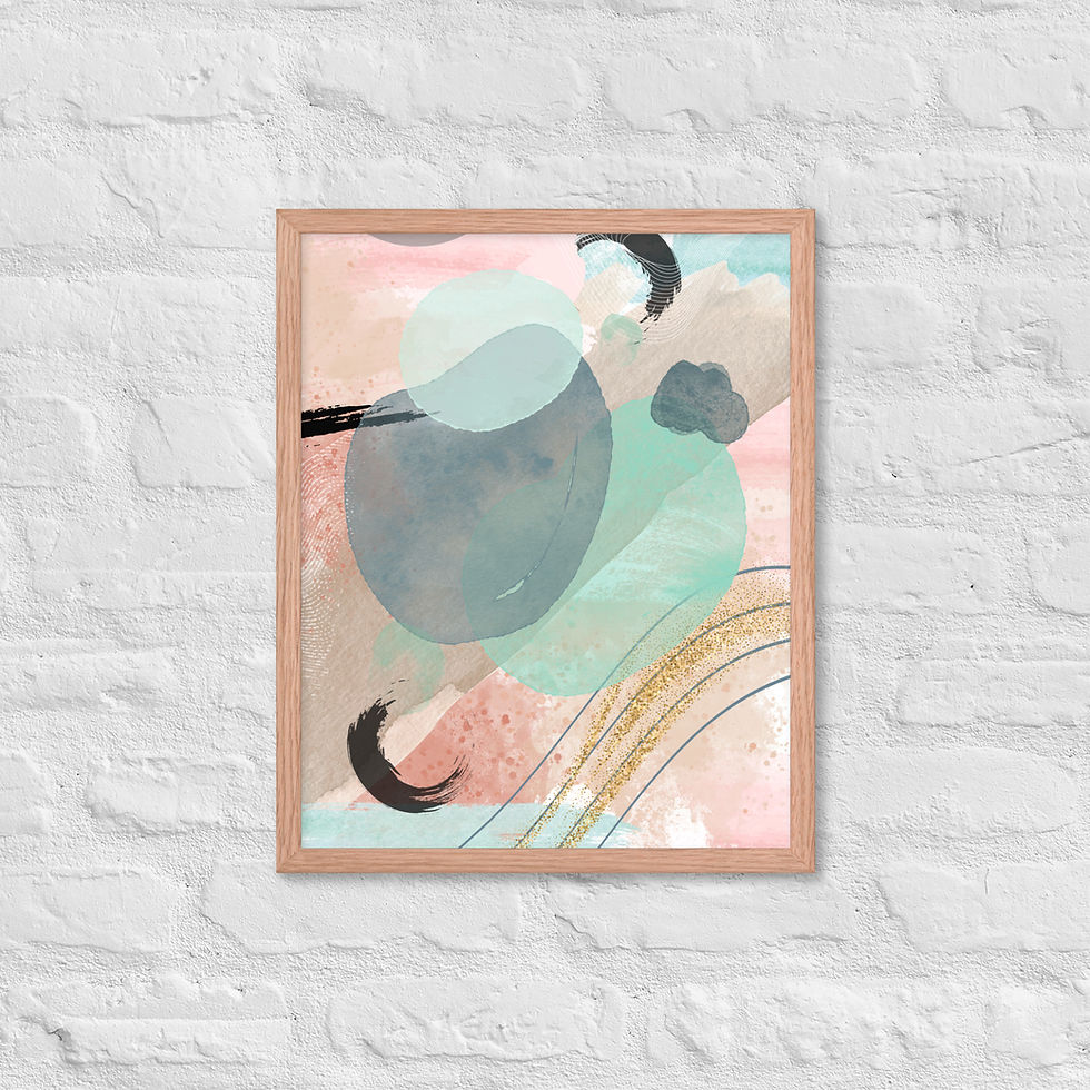 Framed Abstract Whispers in Turquoise Wall Art poster