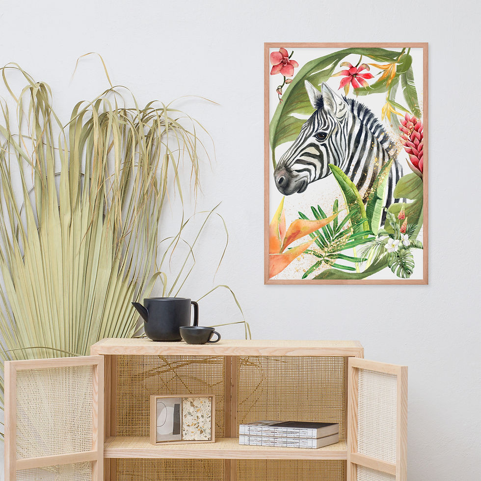 Thumbnail: Framed Nature Zebra in Bloom Wall Art poster