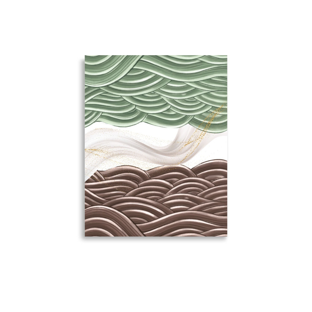 Wave Wall Art Green Flowing Lines Abstract Poster Art