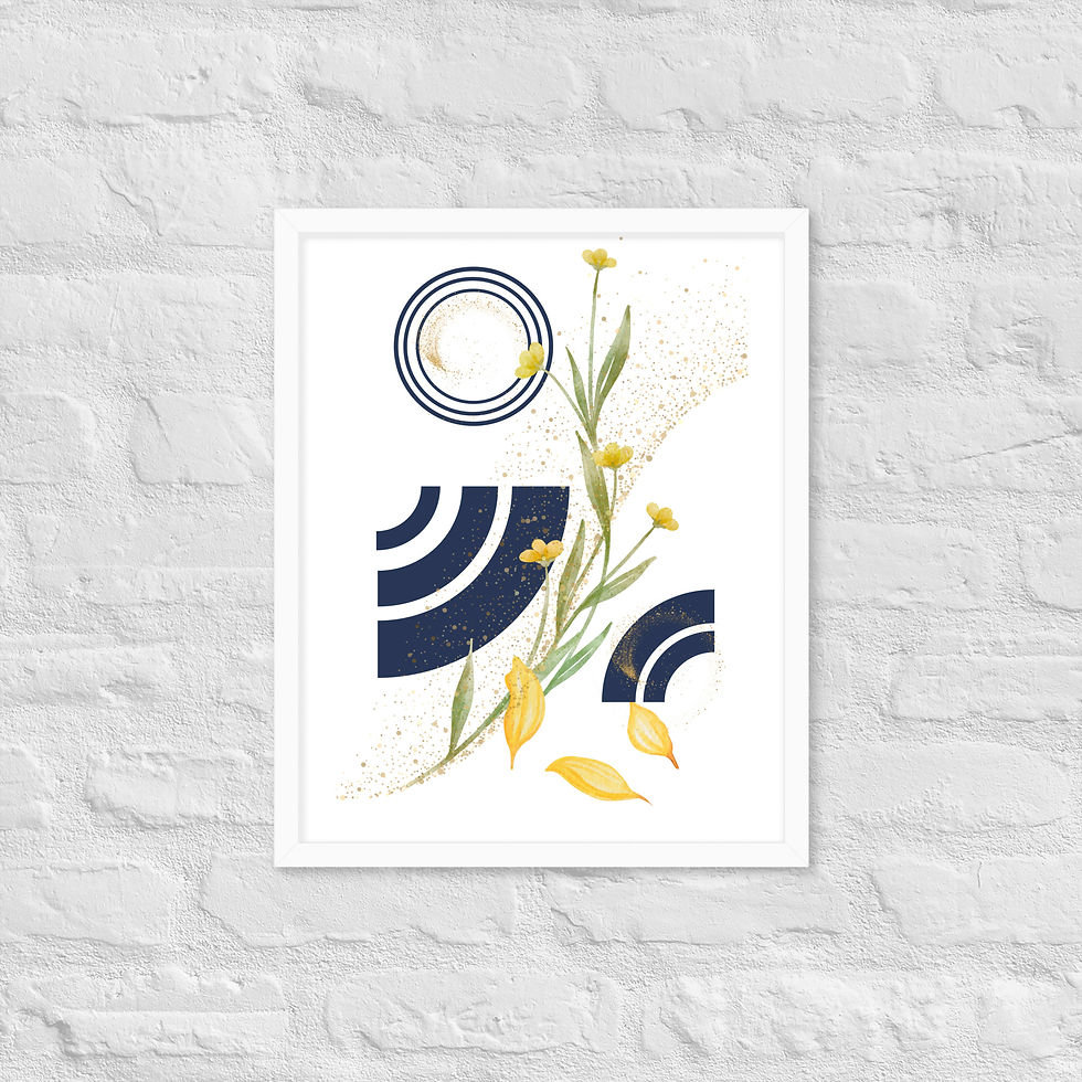 Thumbnail: Framed Abstract Yellow Flower Bright Botanical Wall Art poster