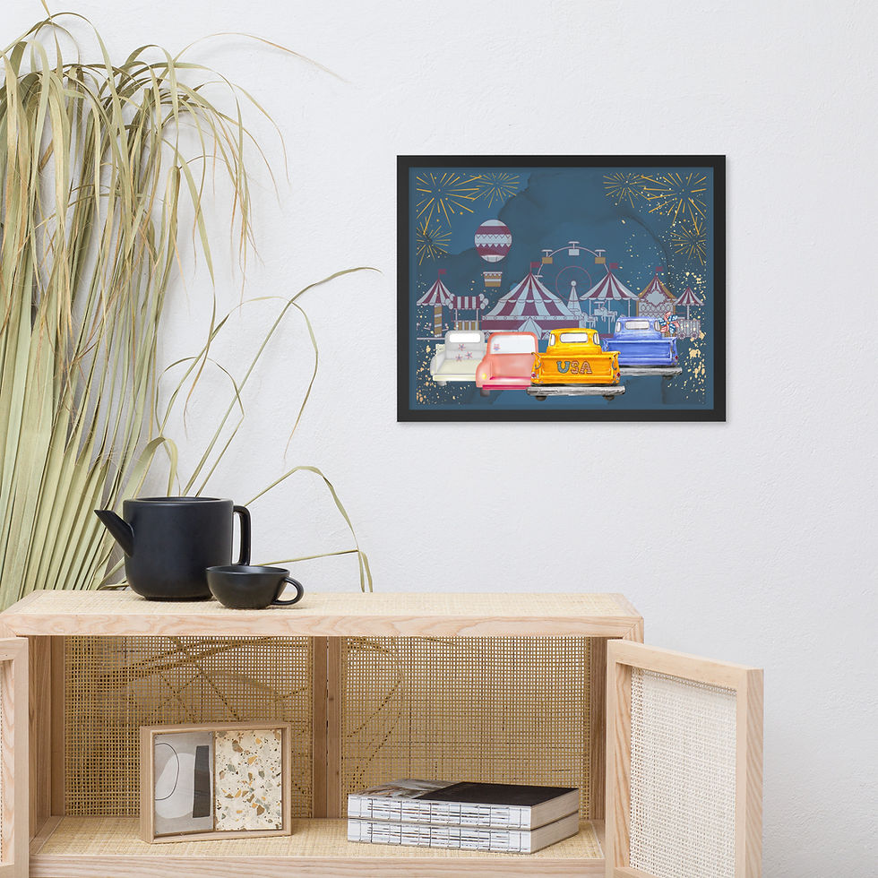 Thumbnail: Framed Holiday Stars, Stripes & Carnival Rides 4th of July Wall Art poster