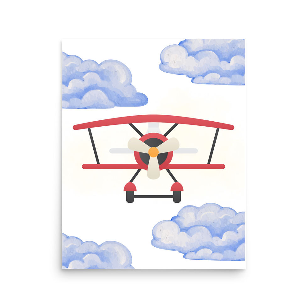 Thumbnail: Nursery Airplane and clouds Poster Art 