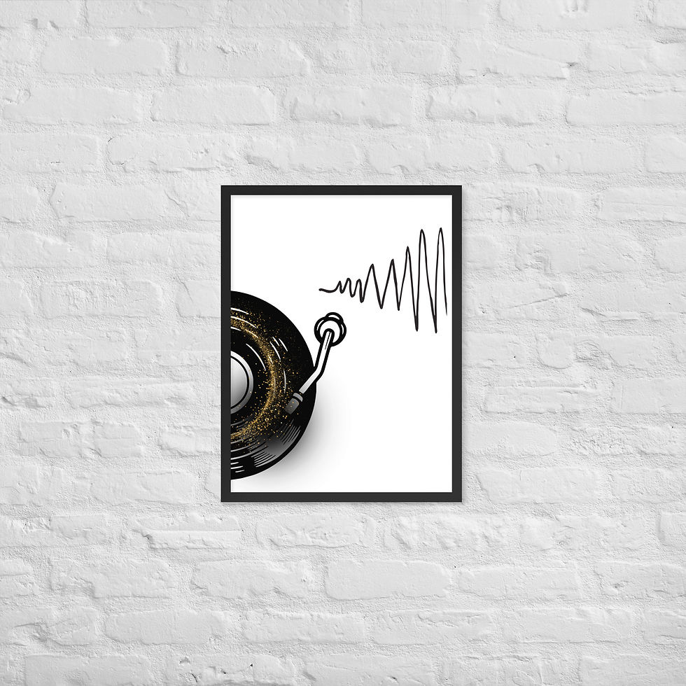 Framed Minimalist Golden Groove Soundwave Vibes poster
