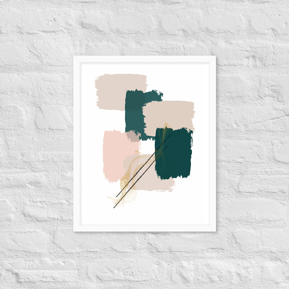 Thumbnail: Framed Abstract Blush & Sage Simple Abstract Rectangle Wall Art poster
