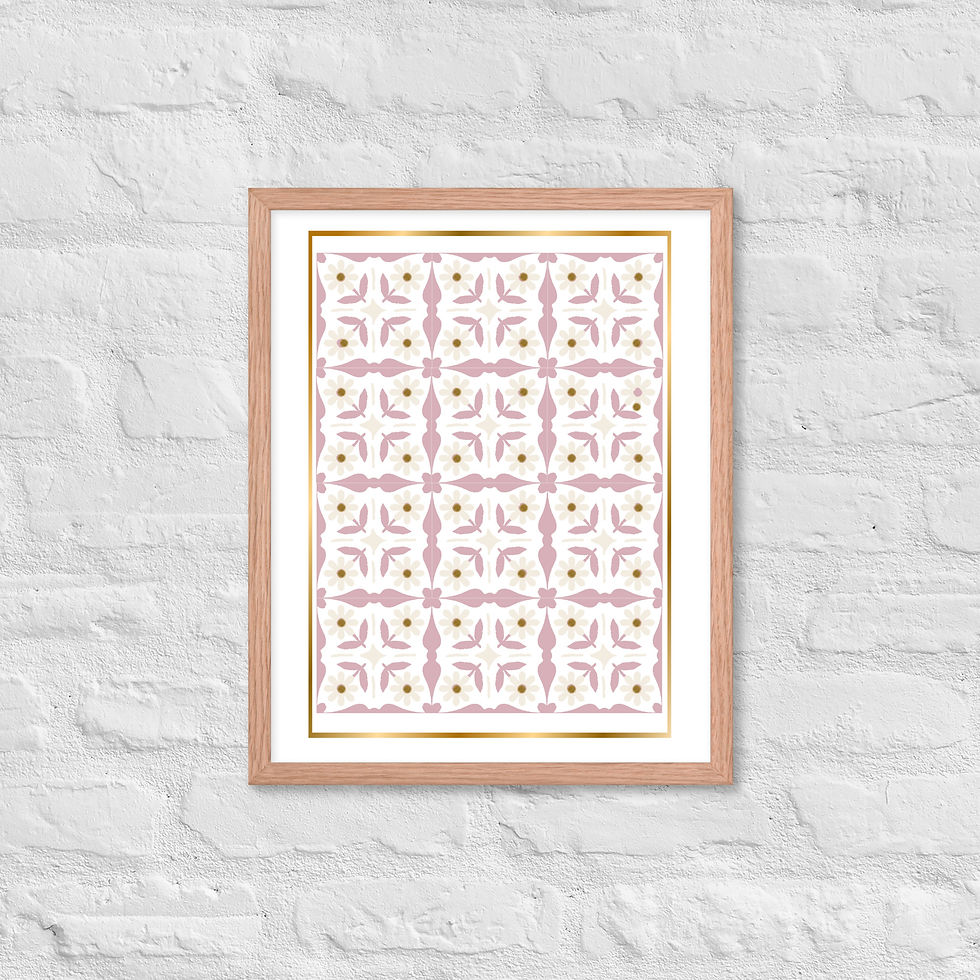 Thumbnail: Framed Floral and Botanical Blush Bloom Tiles Wall Art poster