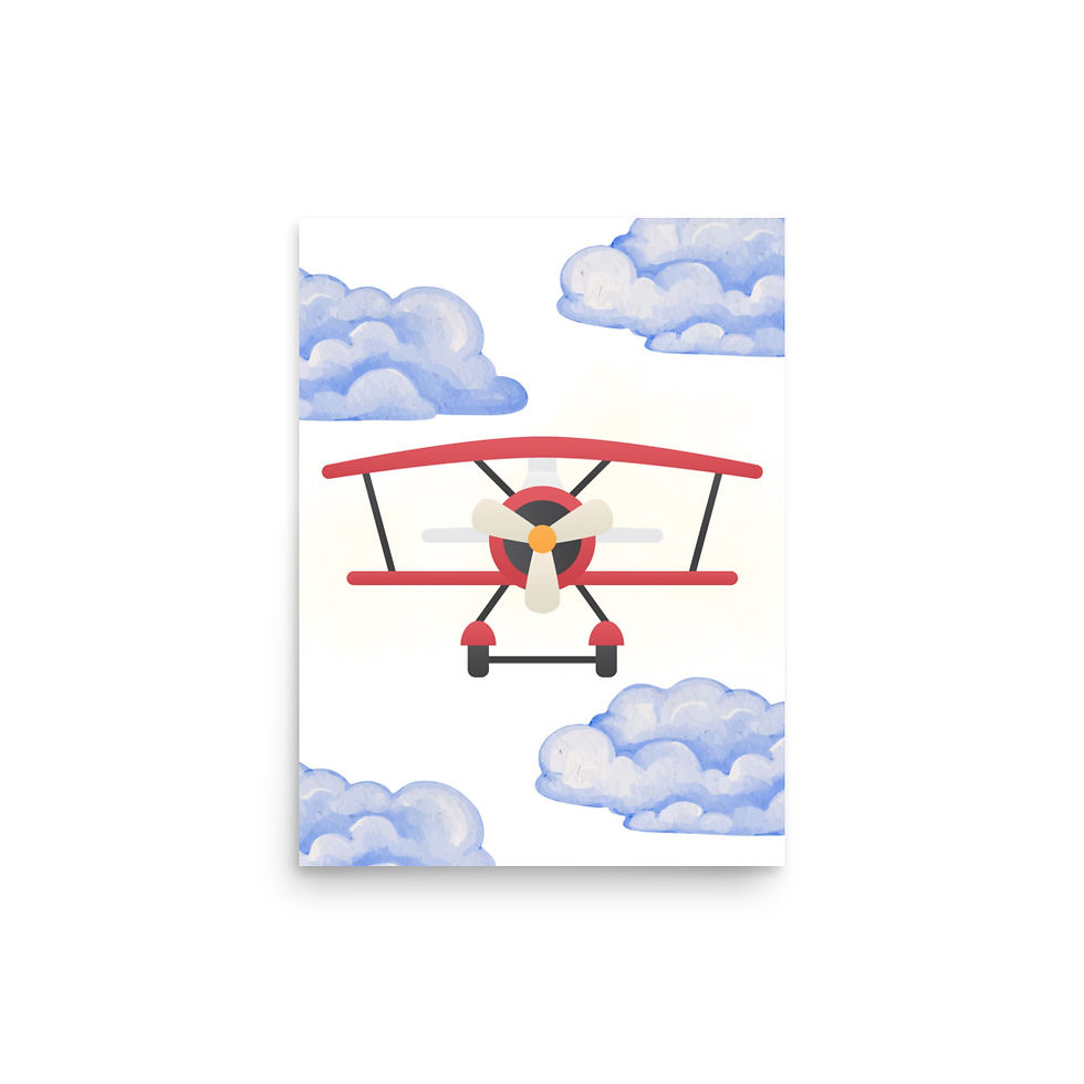 Thumbnail: Nursery Airplane and clouds Poster Art 