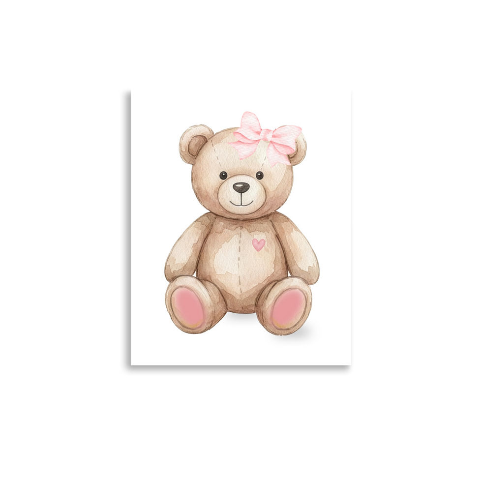 Thumbnail: Pink Bow Bear Art Poster