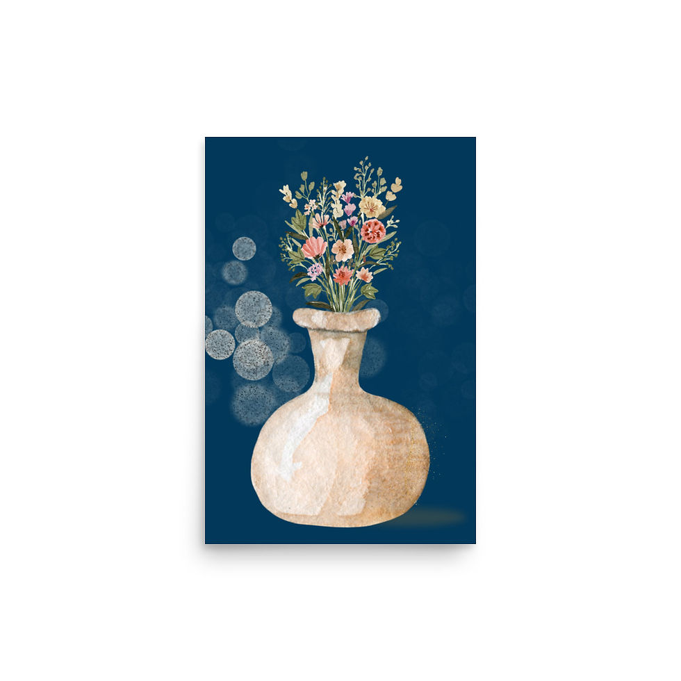 Thumbnail: Floral Blooms in Blue poster Art