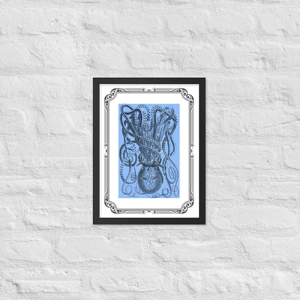 Framed Nature Deep Sea Dancer Blue Wall Art poster