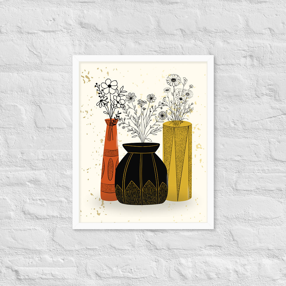 Thumbnail: Framed Vase Floral and Botanical A Splash of Petals & Playfulness Wall Art poster