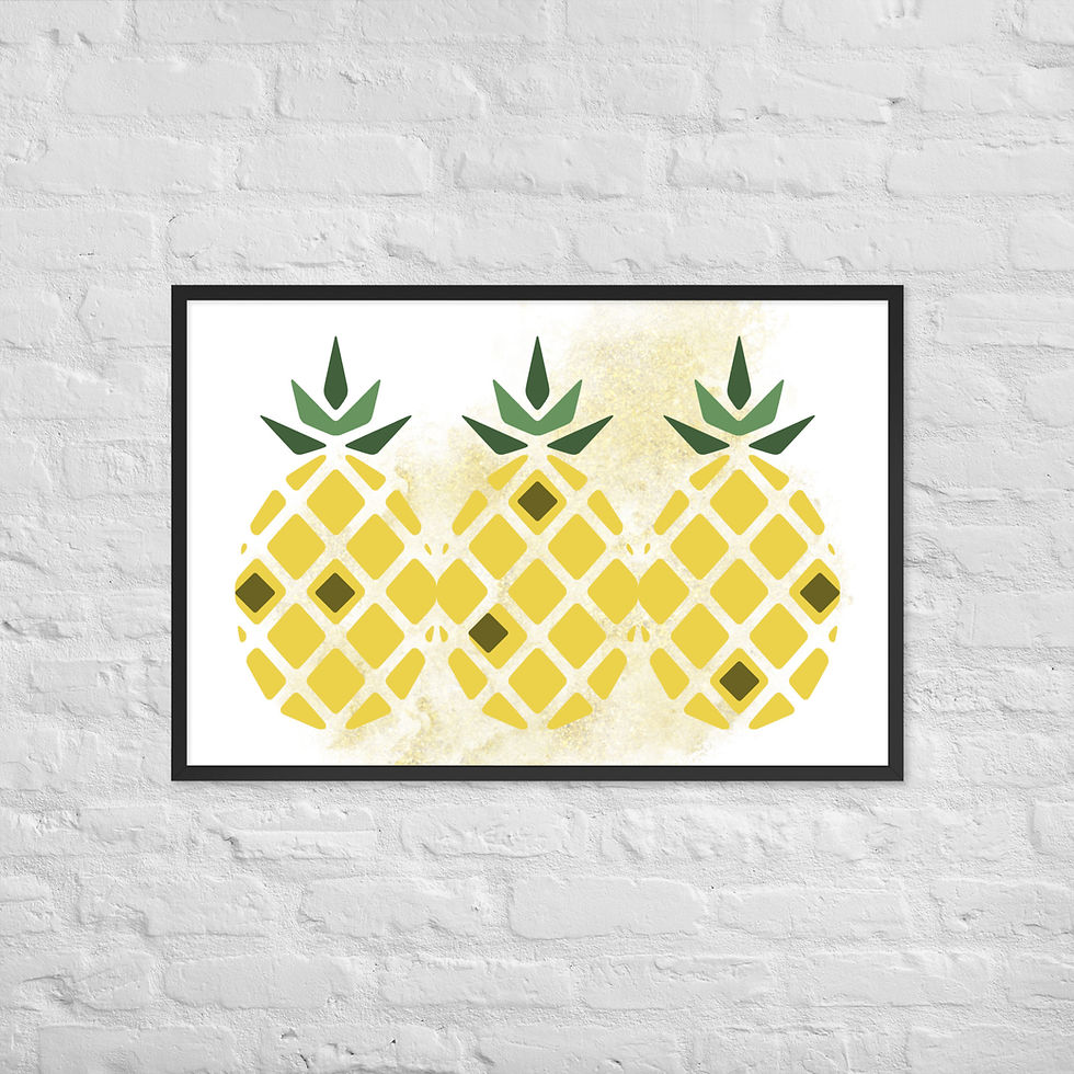 Floral fruit yellow pineapple wall art print
