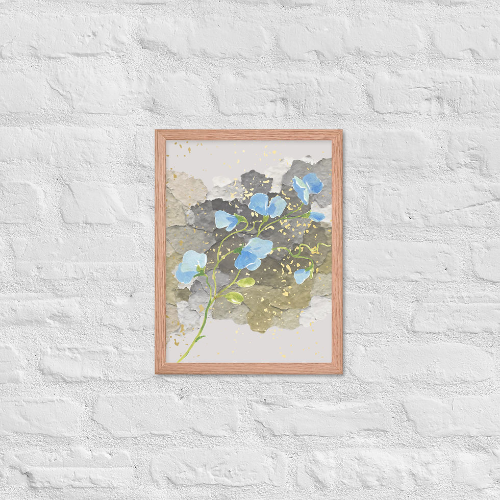 Blue Flower Modern Botanical Wall Decor Art Print