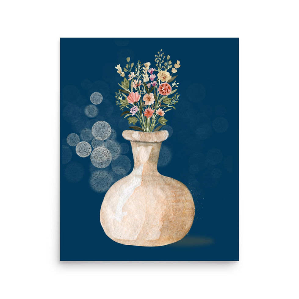 Thumbnail: Floral Blooms in Blue poster Art