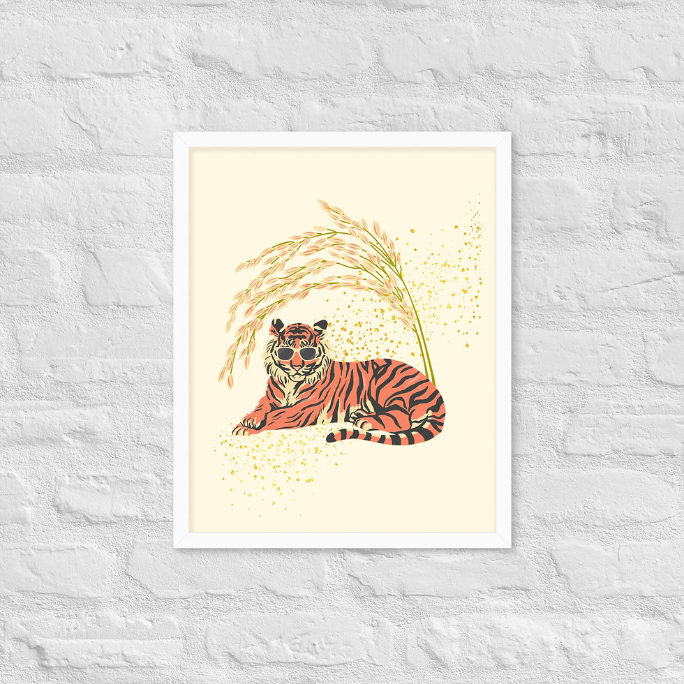 Thumbnail: Framed Nature Animal Lounge Like a Tiger Wall Art poster