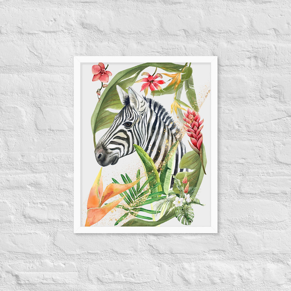 Thumbnail: Framed Nature Zebra in Bloom Wall Art poster
