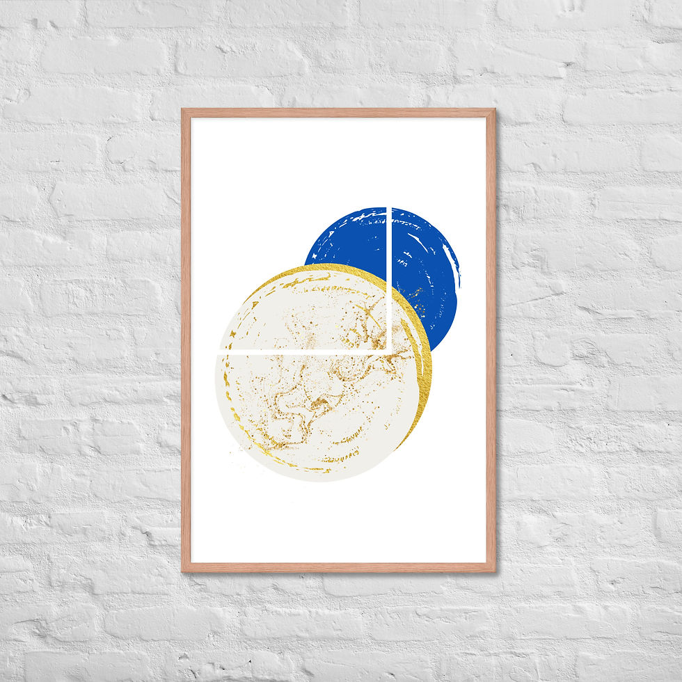 Thumbnail: Modern Blue and Gold Abstract Circles Art Print