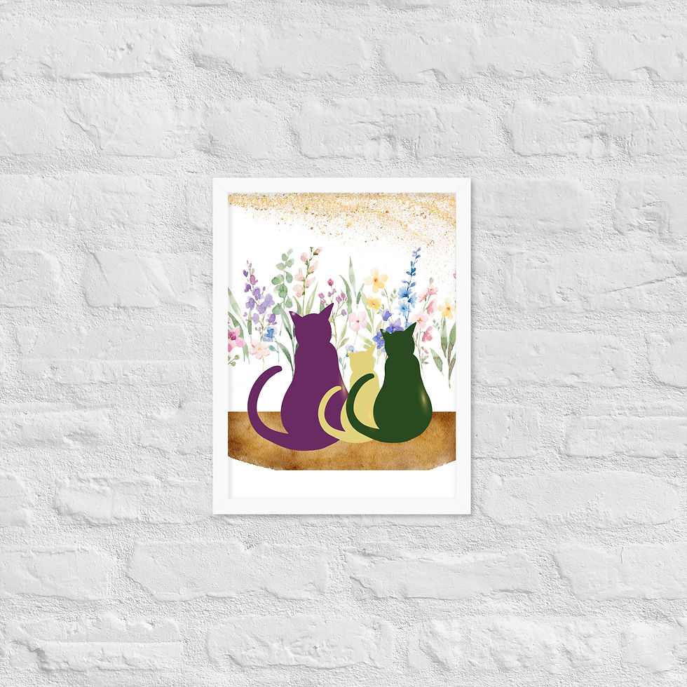 Thumbnail: Framed Nature Purrfect Companions Cat Silhouettes Wall Art poster