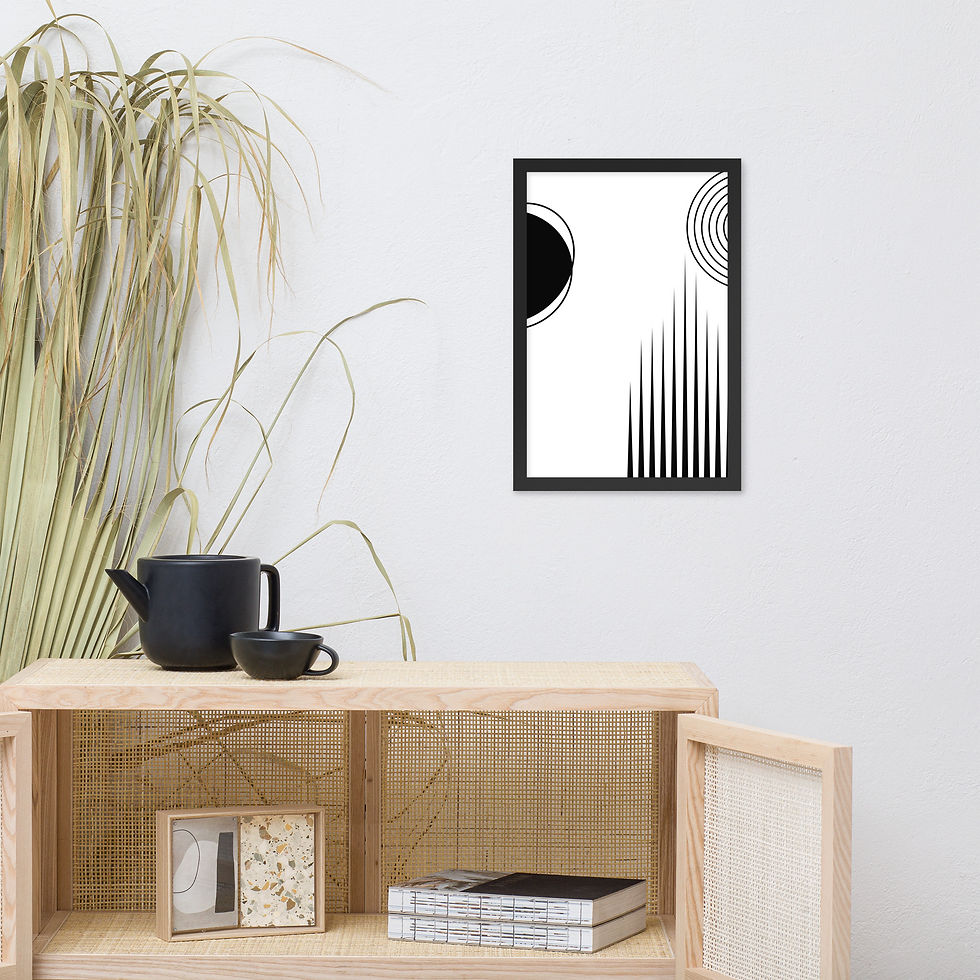 Thumbnail: Framed Abstract Minimalist Circles, Spikes & City Sights Wall Art poster