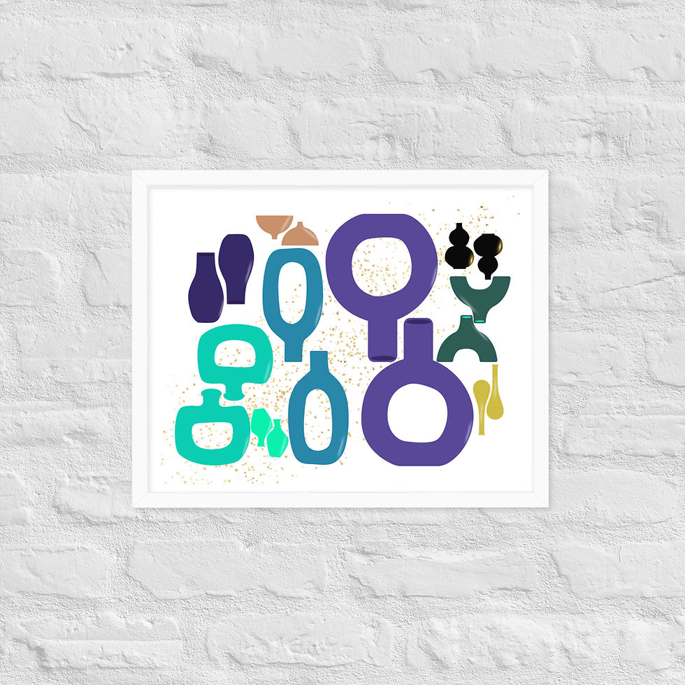 Thumbnail: Framed Abstract Vase Parade A Playful Dance Wall Art poster