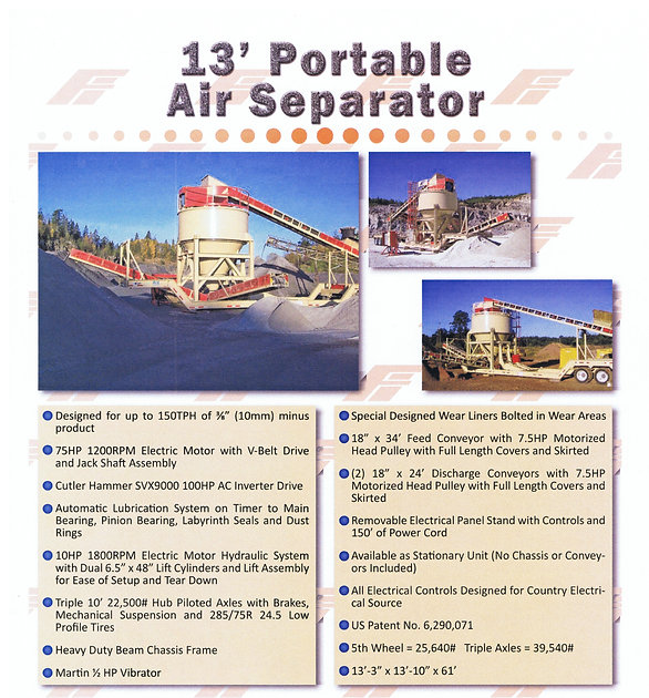 13 inch, portable, air separator, Fisher Industries