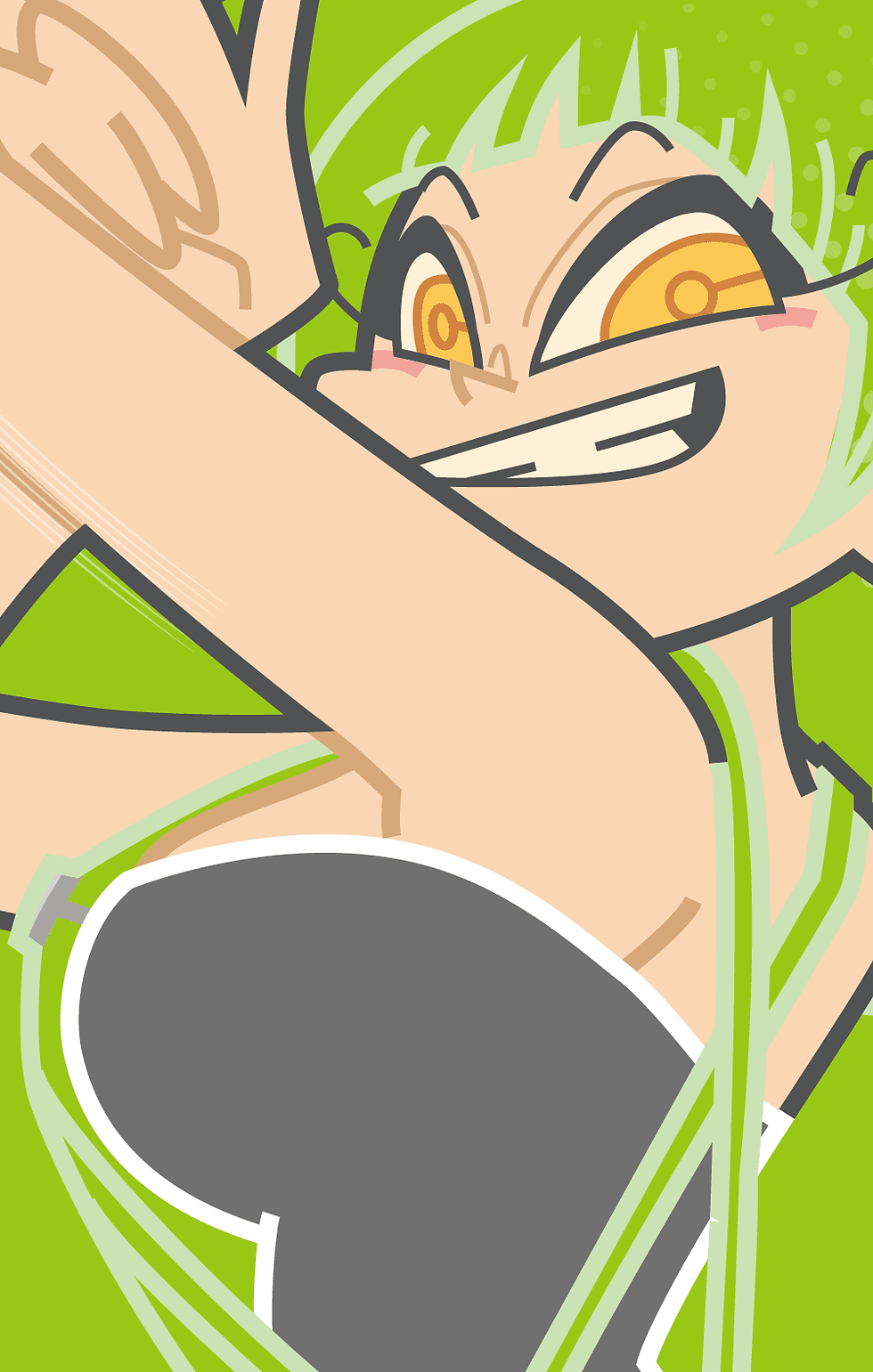 カートゥーンイラストレーターが描いた緑色の髪のキャラクター