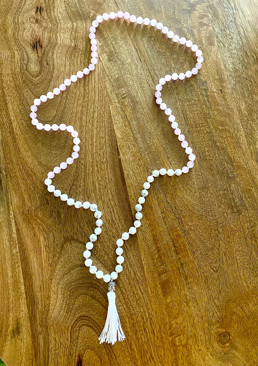 Thumbnail: "Peach & Love" White Howlite & Rose Quartz Mala Necklace