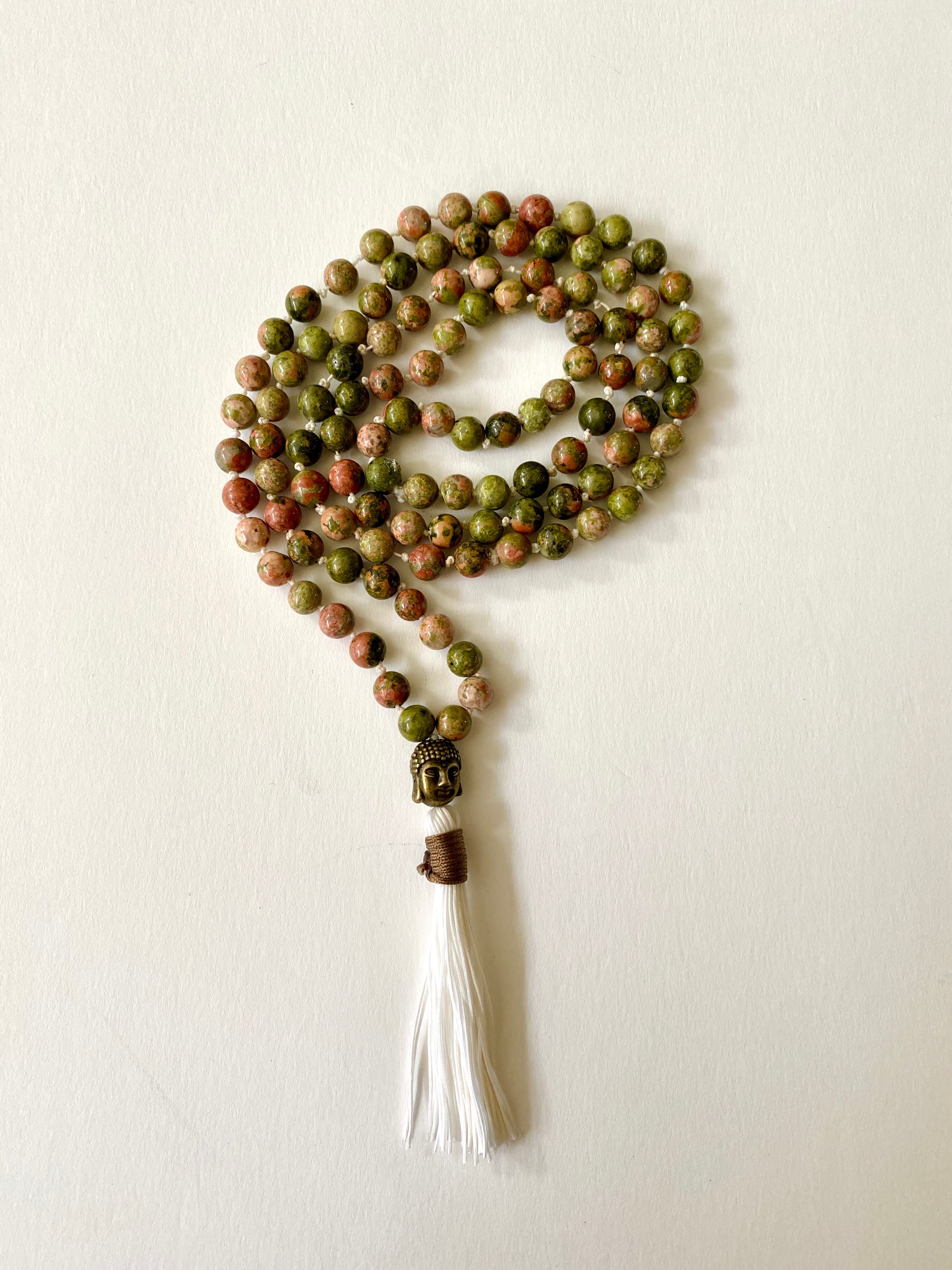 "I Am Courageous" Unakite Mala Necklace